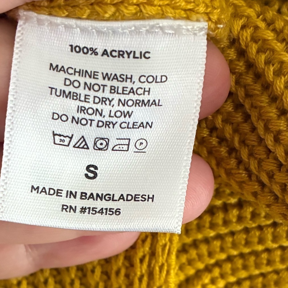 Mote Women's Mustard Yellow Knit Pullover 3/4 Sleeve Casual Sweater S - Picture 8 of 8
